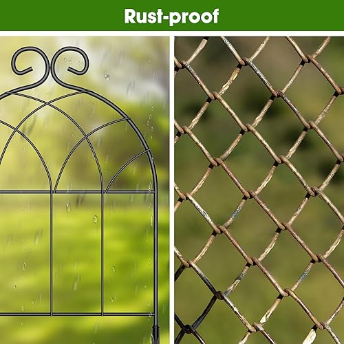 Miniatura 5 de Valla decorativa para jardín, paquete de 35 unidades para exteriores, borde de valla de metal inoxidable de 22 pulgadas de alto x 37 pies de largo,