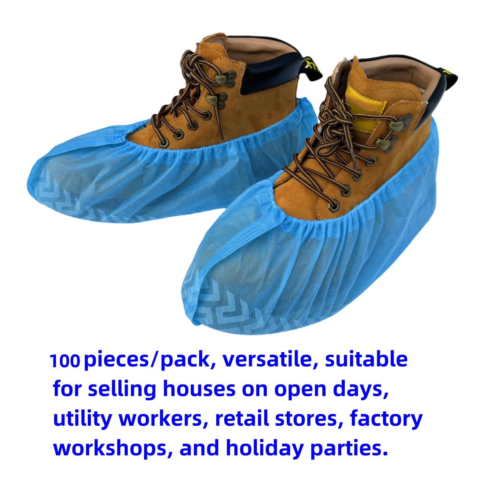 BJEFHYP anti slip shoe covers? disposable shoe cover, breathable non-woven fabric shoe cover, rubber band sole, wear-resistant home shoe cover, L100 pieces, blue (L), BJE008