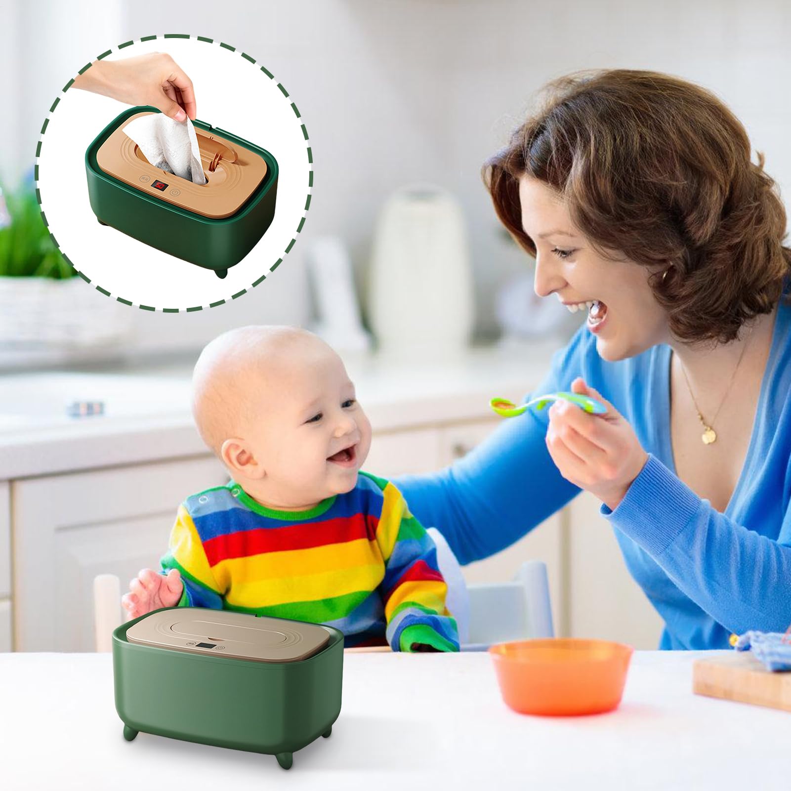 Chauffe-Lingettes Bébé,Dispensateur De Lingettes Pour Couches Bébé Enfant En Bas Âge | Recharge USB, Accessoire Bébé Portable Avec Lumière Pour Voyage Maison Chambre Nursery