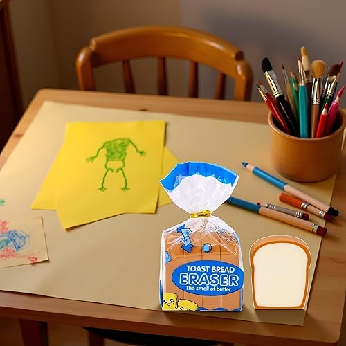 Miniatura 5 de Borrador de pan Kawaii Toast, lindo borrador de lápiz de papelería, borrador de pan 3D, borrador de lápiz de dibujos animados, herramientas de