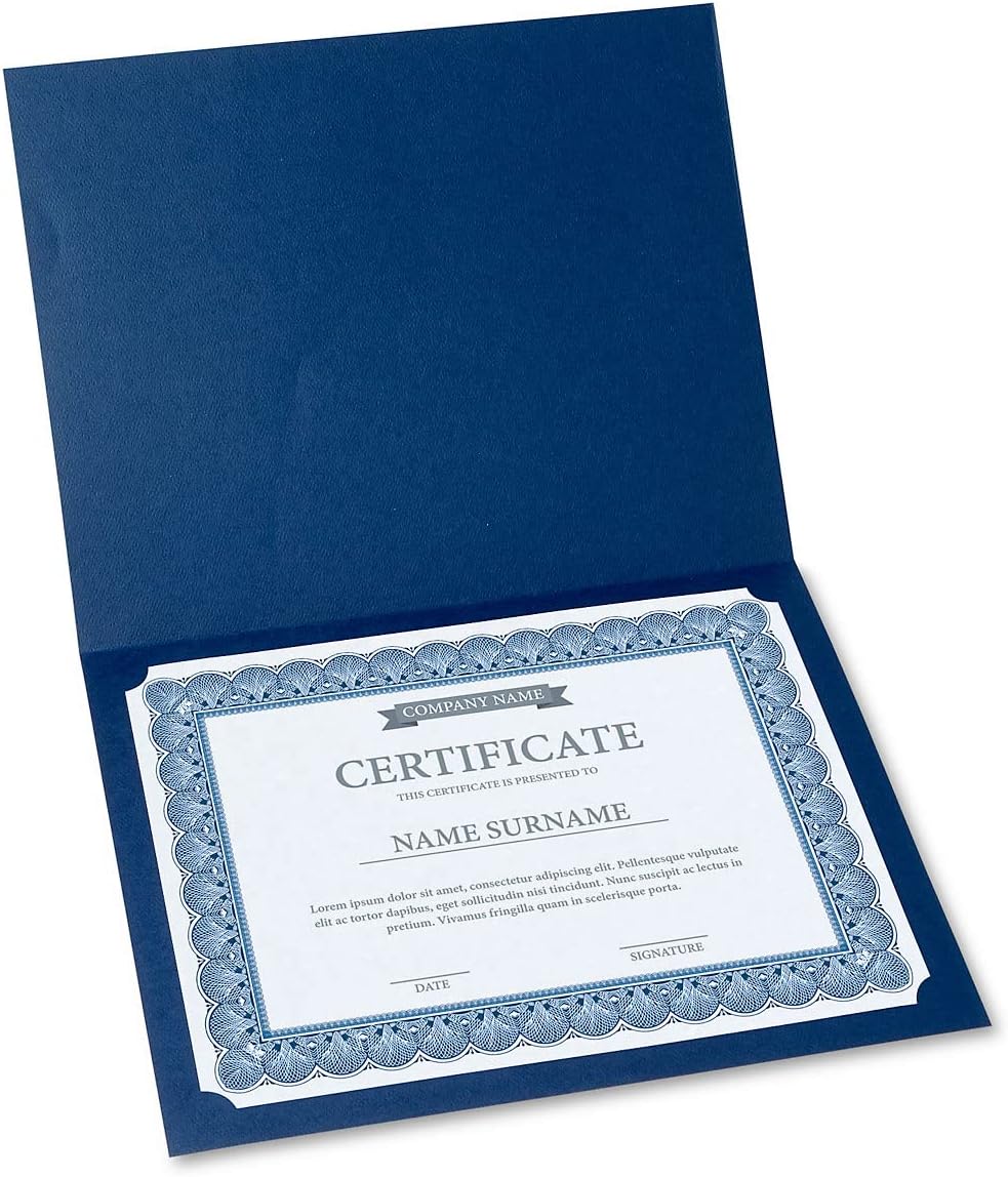 Elite Blue & Blue Parchment Certificate Papers - Pack of 100, Laser & Inkjet Printer Compatible, For Office, Business Awards, Graduation, School Diplomas, 8-1/2" x 11" on 60 lb. Text Stock
