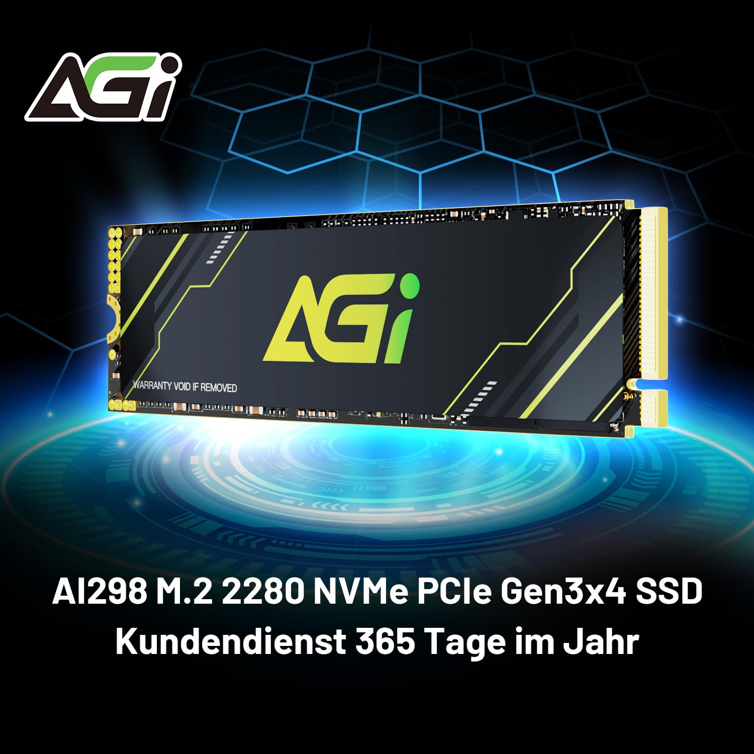 AGI AI298 512GB Interne SSD M.2 NVMe PCIe Gen3x4 2280 Festplatte PC | Lesegeschwindigkeit bis zu 2200 MB/s, 3D TLC NAND mit DRAM Cache. Kompatibel mit Laptop und Desktop-Computer PC