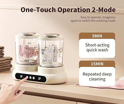 Miniatura 3 de Mini lavadora portátil con diseño desmontable de doble tina, permite lavar por separado la ropa de bebé, adecuada para sujetadores, calcetines y