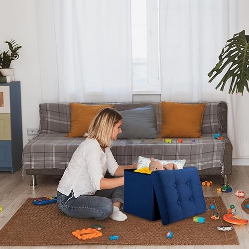 Miniatura 53 de Taburete otomano de almacenamiento otomano con reposapiés, banco plegable con almacenamiento, dormitorio de estudiantes y entrada, 16 x 12 x 12