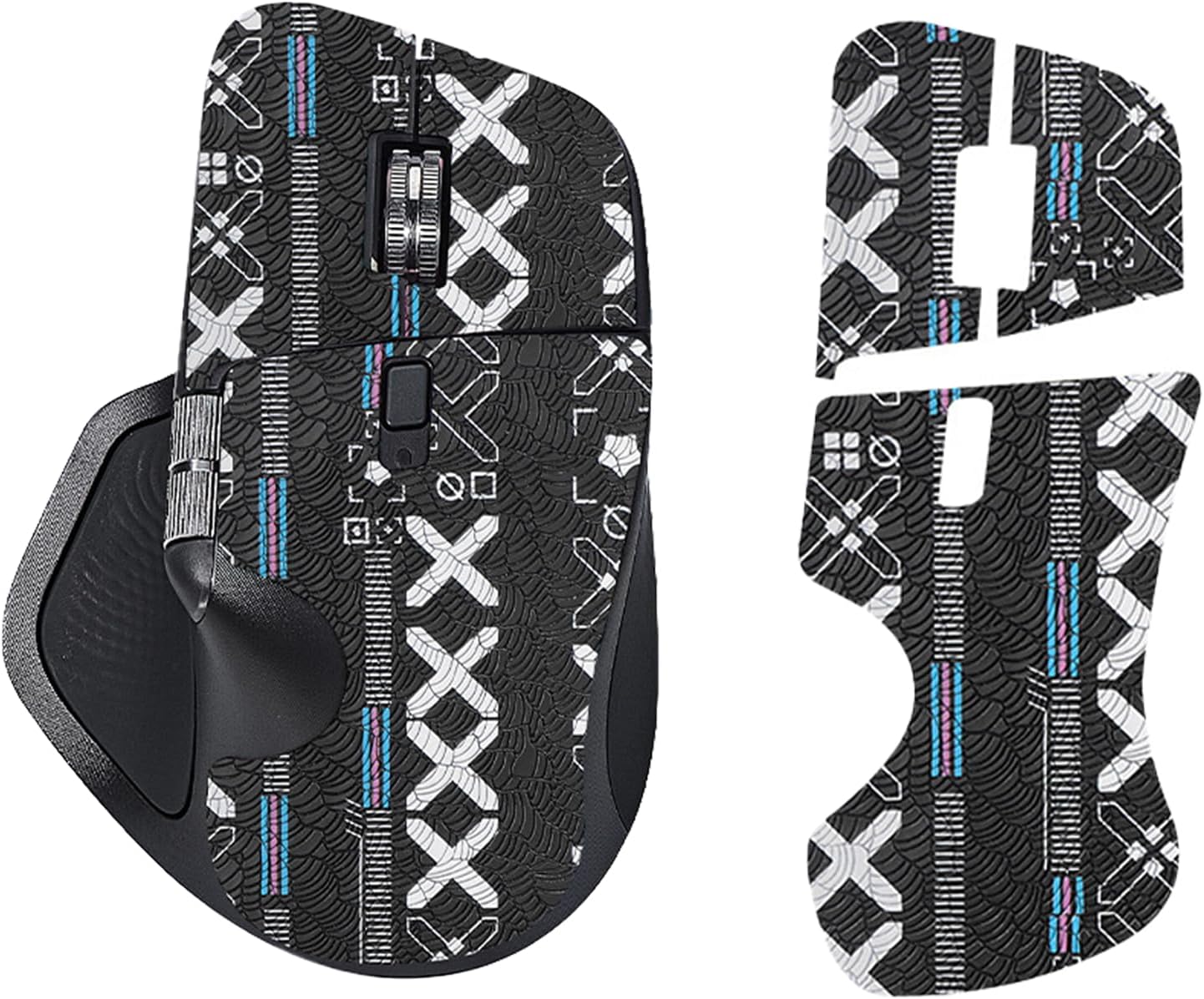Mouse Grip Tape Compatible with Logitech MX Master 4, yystao Anti-Slip Mouse Sticker for Logitech MX Master 4 - Full Coverage, Printed Style (Black)