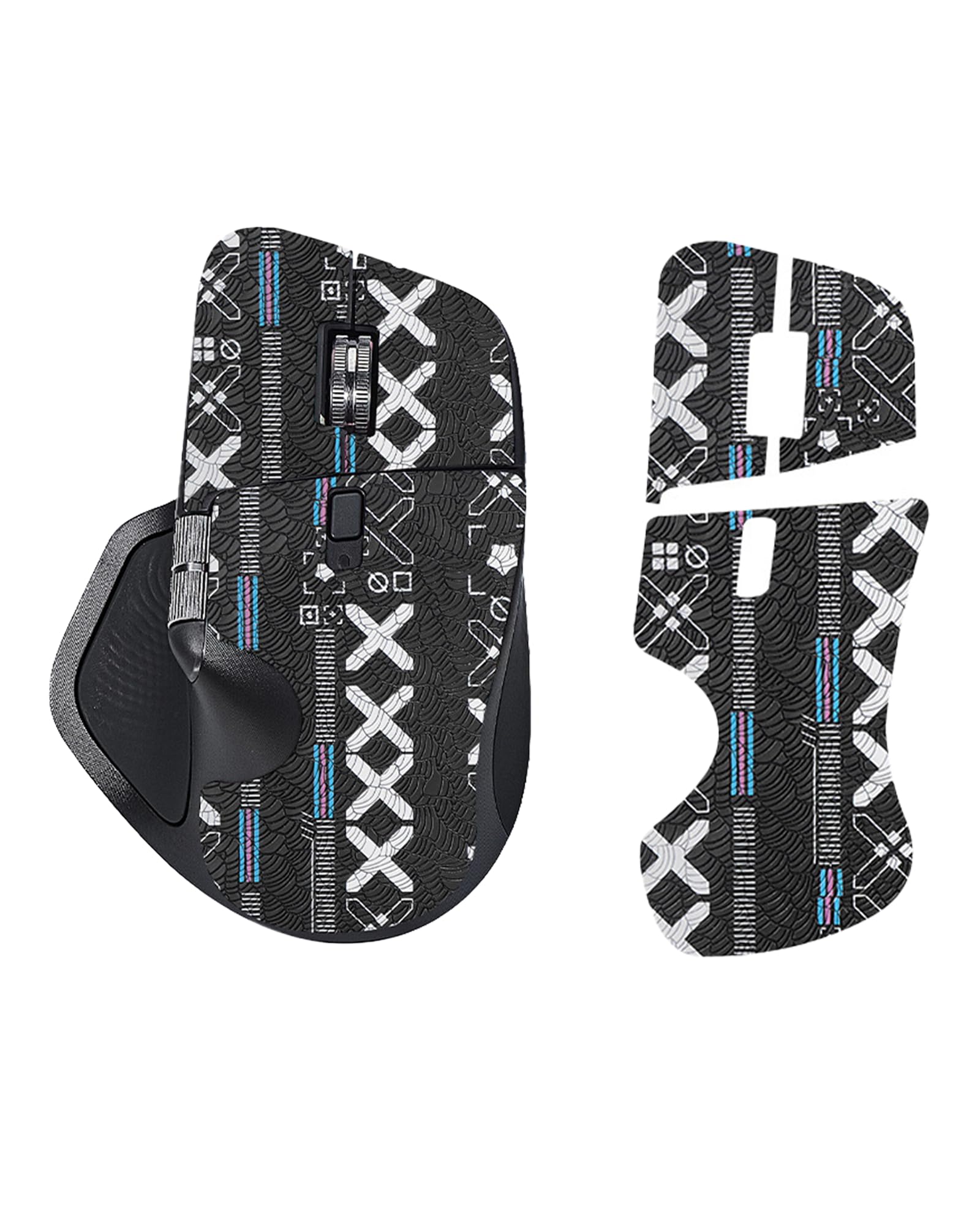 Mouse Grip Tape Compatible with Logitech MX Master 4, yystao Anti-Slip Mouse Sticker for Logitech MX Master 4 - Full Coverage, Printed Style (Black)