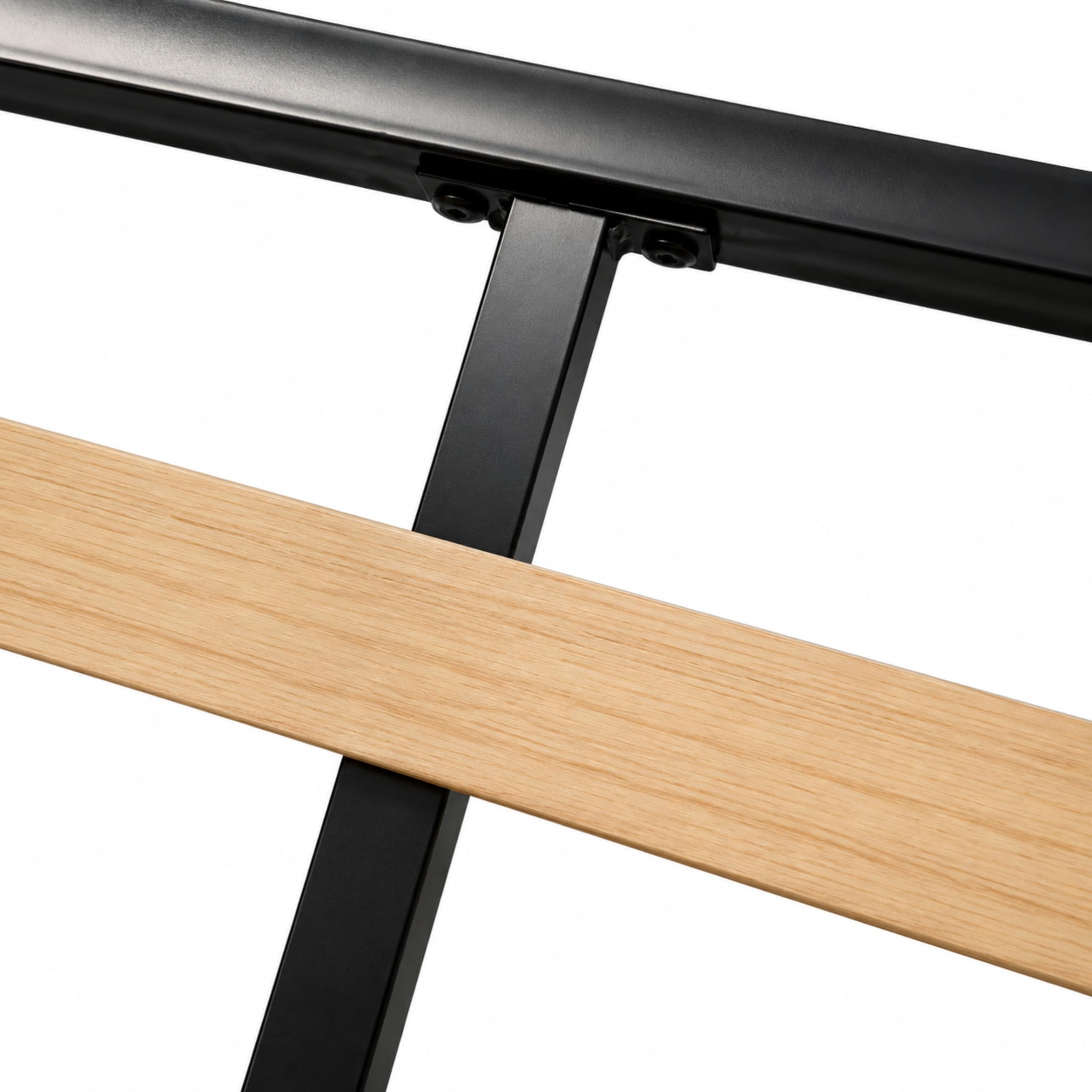 Bissolo Casa Rete Letto Una Piazza e Mezza 120x190 con 13 Doghe in Legno, Struttura in Metallo Nero H36 cm Resistente, Kit Smontato, Facile da Montare