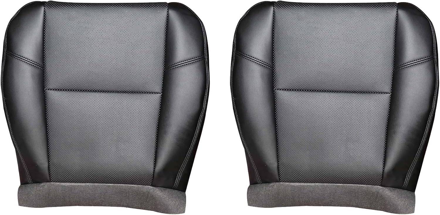 NLQR Driver & Passenger Bottom Replacement Seat Covers Perforated Leather Black#194 196 197 Compatible with Cadillac Escalade Compatible with Chevy Tahoe Sierra 2007 2008 2009 2010 2011 2012 2013 2014