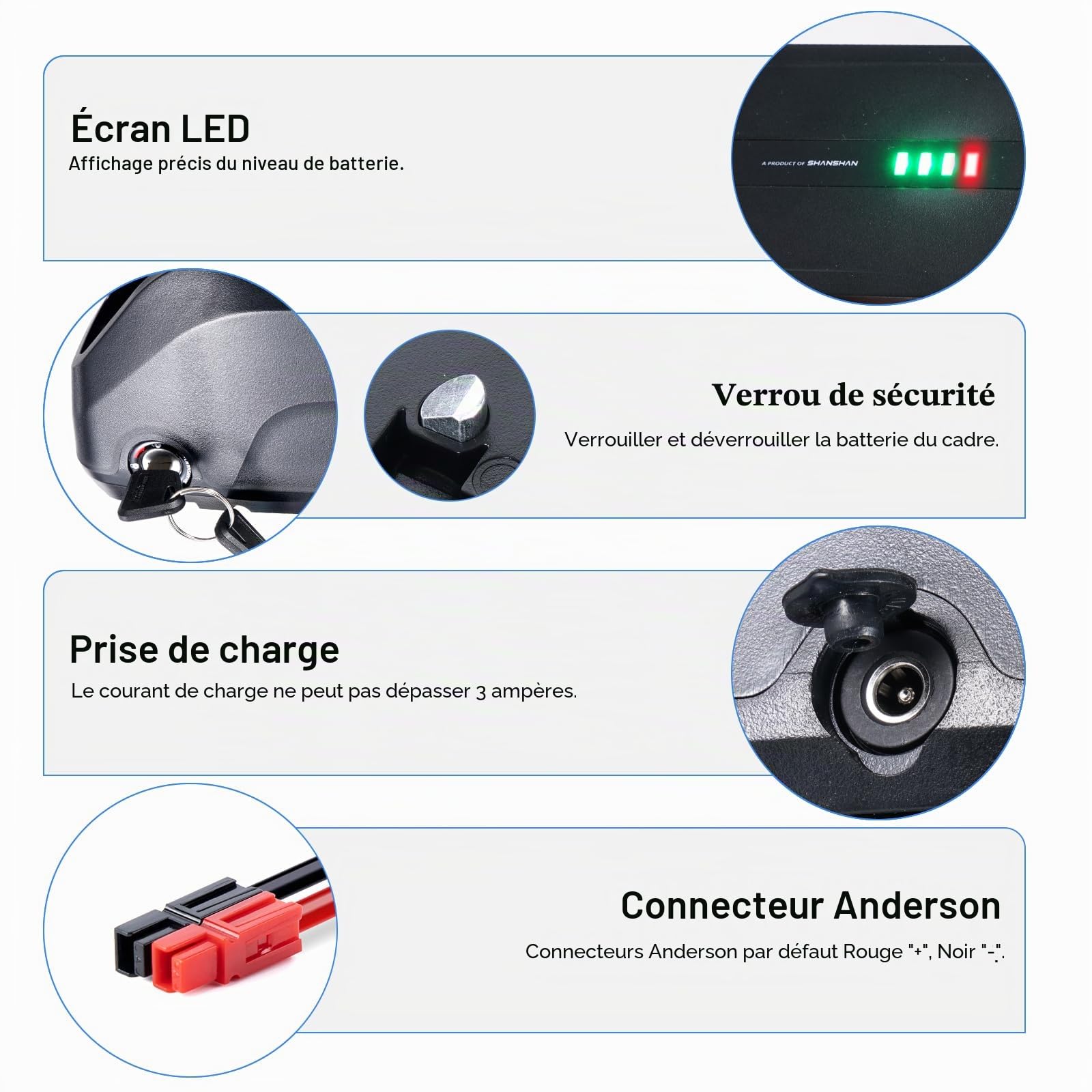 Batterie électrique Mini Format 48V 15Ah pour vélo 250w 500w 750w 1000w | Batterie intégrée au cadre pour 250w 500w 750w 1000w motor vélo électrique (48V 15Ah 6 broches LG/Cells)