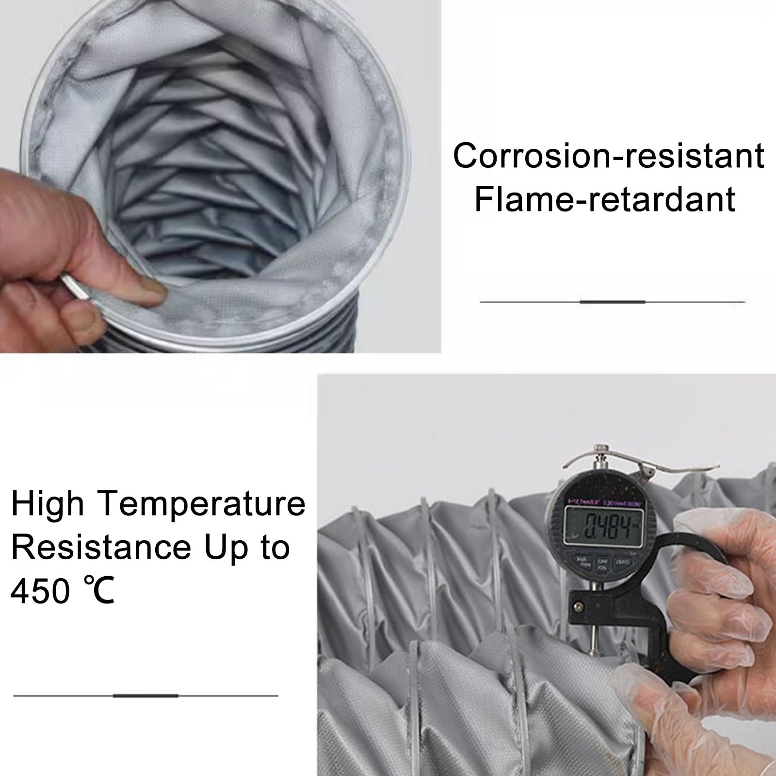 Manguera Escape Flexible, Tubo Flexible Ventilación Aislada Ignífuga, Antideformación, Tubo Evacuacion Aire Portatil para Campana Extractora, Ventilador y Caldera(150mm/6in,2m/6ft)