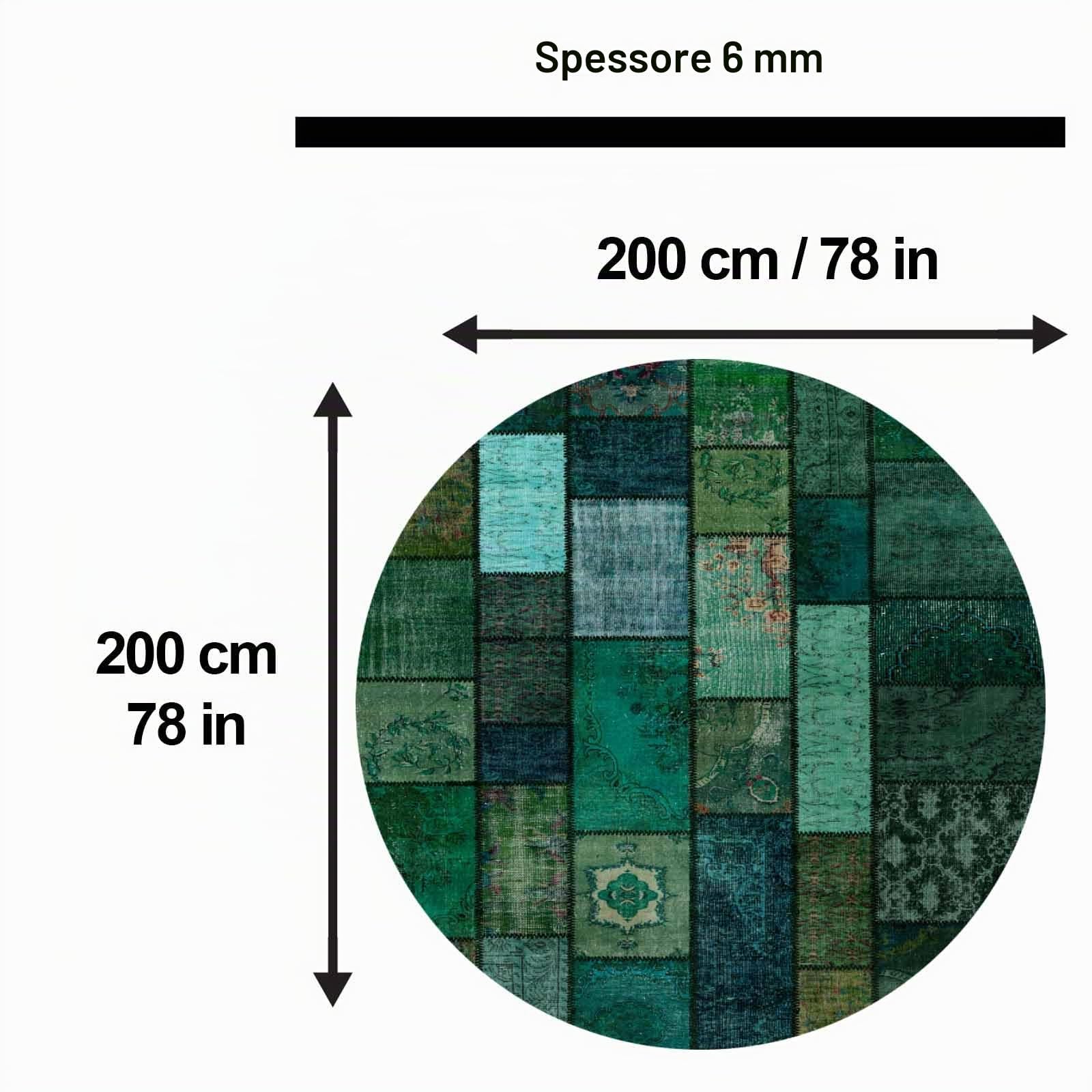 bamyum Trunk Tappeto Stampato Ciniglia Stampato a Macchina 200 x 200 cm, Tappeto Verde Lavabile Soggiorno, Tappeto Vintage Camera da Letto, Sottofondo Antiscivolo Antibatterico Tappeto Cucina