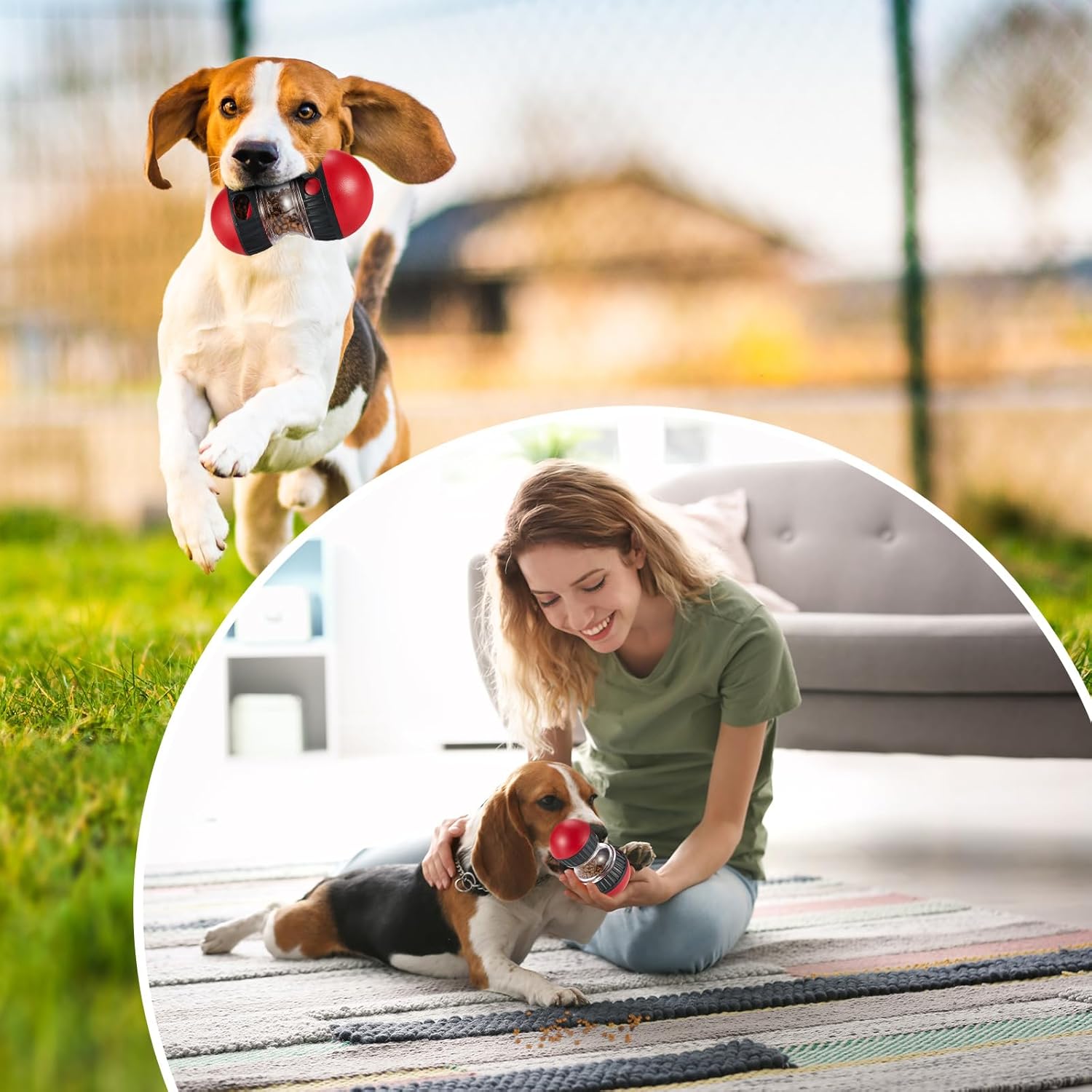 2個 犬 インタラクティブパズル おもちゃ 犬 おもちゃ おやつ ディスペンサー ローリング 調節可能 フードディスペンサー 子犬