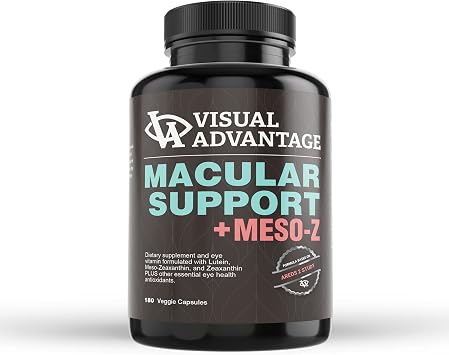 Visual Advantage Macular Support + Meso-Z Blue Light Eye Vitamin with Triple Antioxidants for Advanced Protection Against Digital Screens 180-Count
