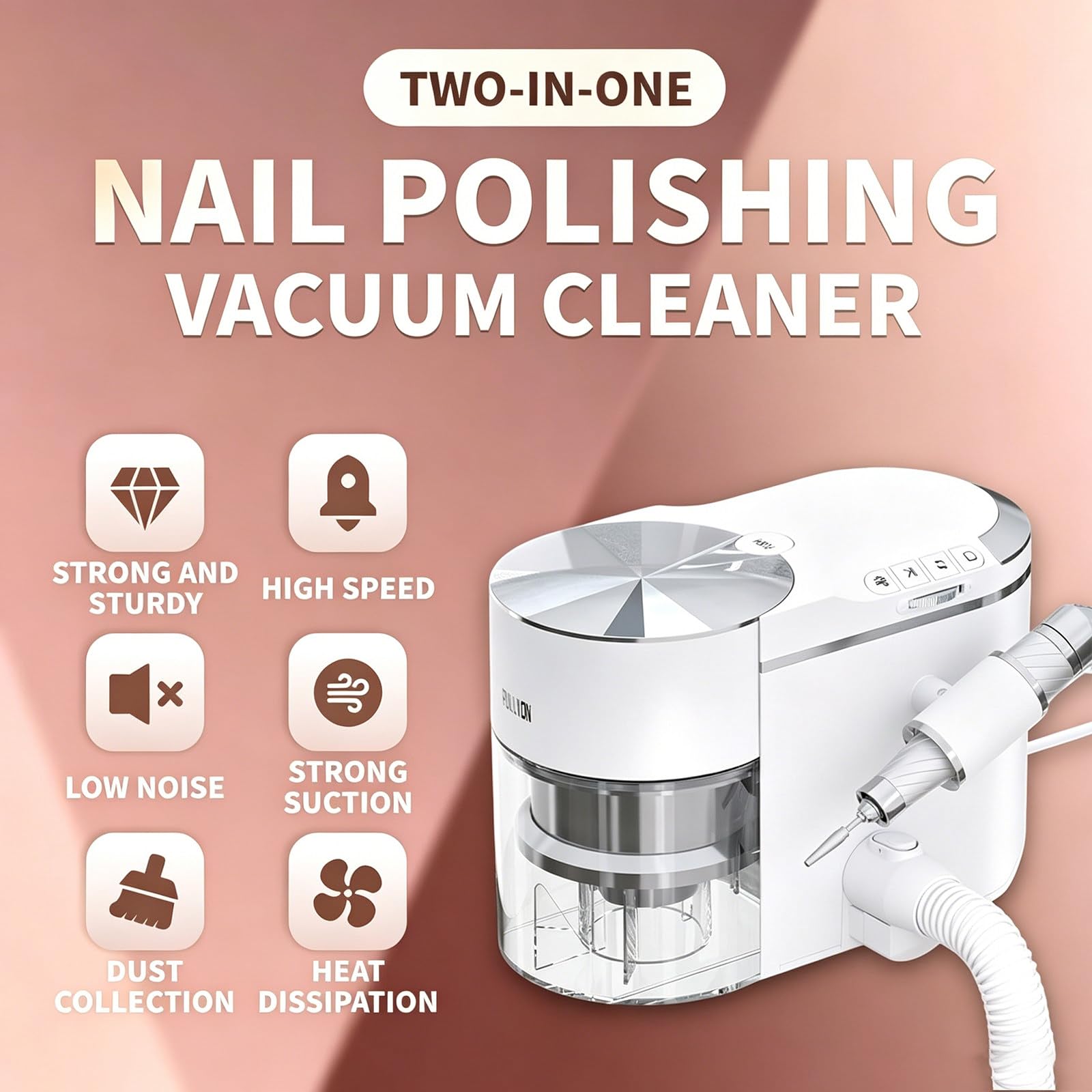 Profi Staubabsauger Und Nagelpolierer 2-in-1 | Kombination Für Maximale Effizienz | 30.000 U/Min | Bürstenloser Motor Für Langlebigkeit | Geräuscharm ≤68 dB | Mit Einstellbarem White