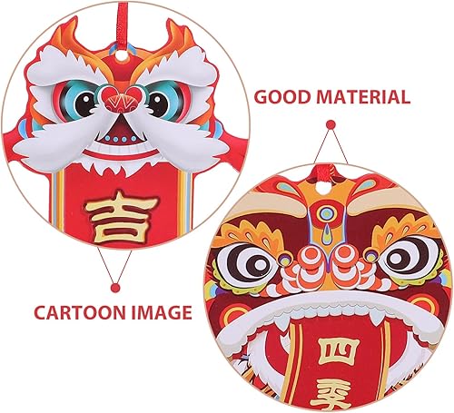 Miniatura 4 de MUCKLILY Decoraciones de año nuevo chino 2024, 12 colgantes chinos de danza de león chino, nudo rojo chino, borla, Feng Shui, adornos colgantes para