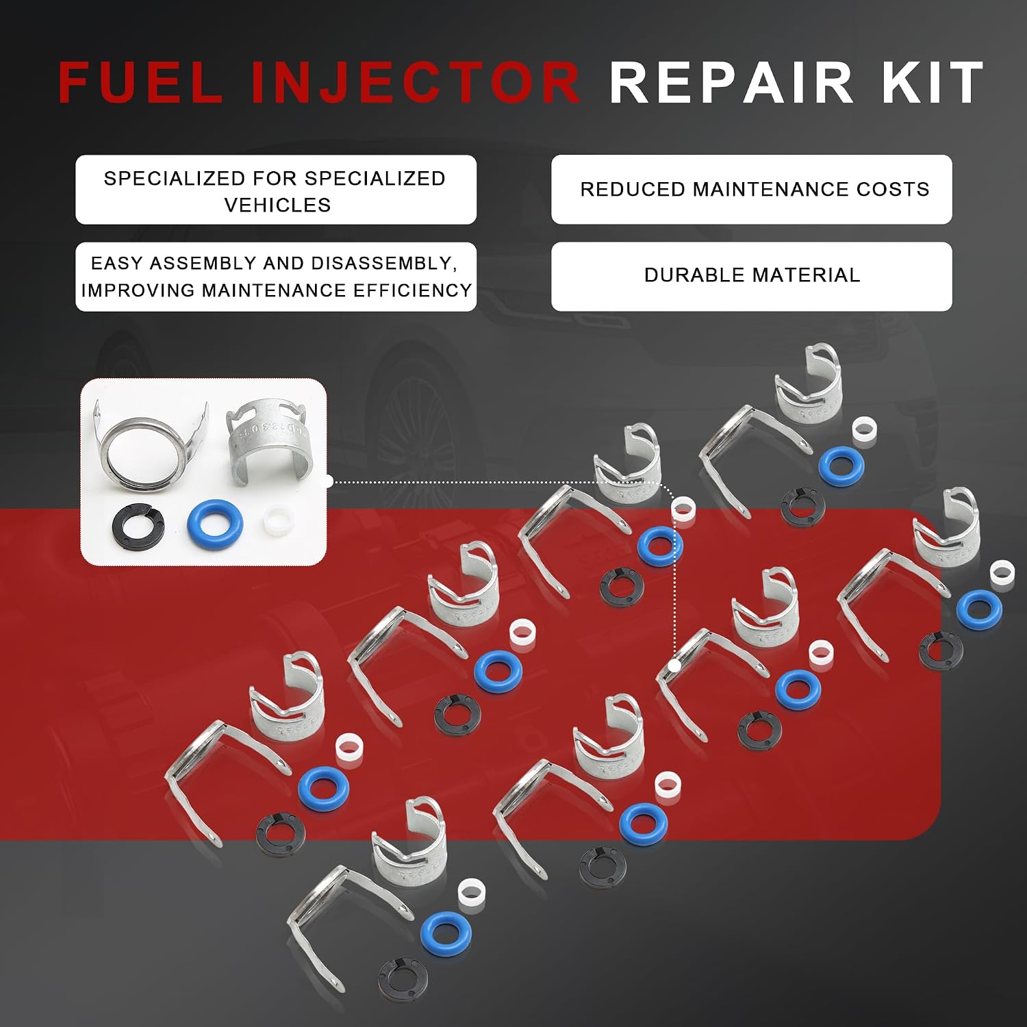 8Pcs 06E998907G 06E998907 Fuel Injector Seal Kit Replacement for VW Touareg Audi A5 A6 A7 Q7 RS4 4.2L V8