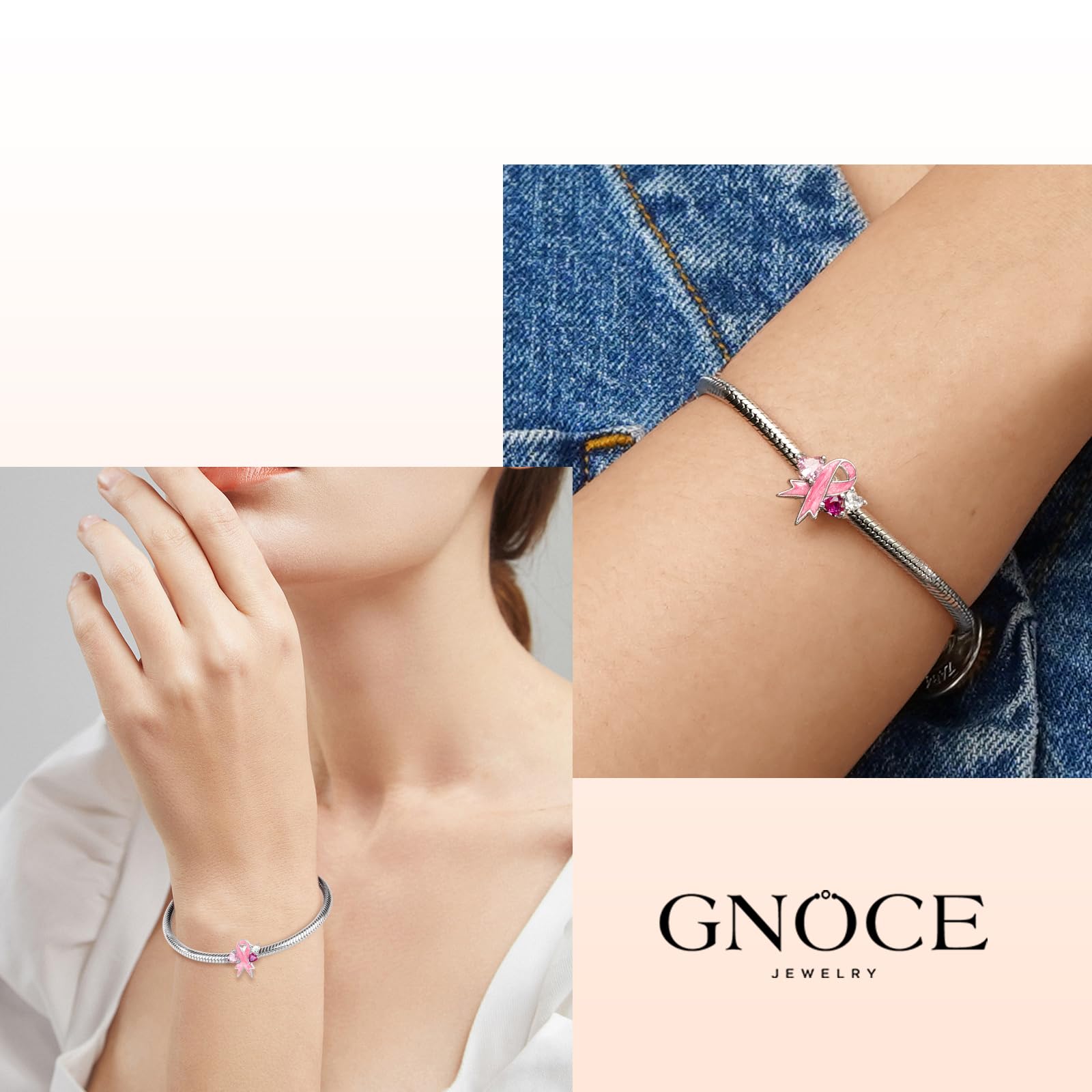 "Consapevolezza Del Cancro Al Seno" Ciondolo di Nastro Rosa in,Argento Sterling 925 Ciondolo Per le Donne Regalo Per Lei e Per La Mamma