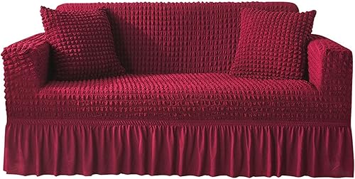 Fundas elásticas de elastano para sofá, fundas de sofá de dos plazas con falda, antideslizantes, suaves, duraderas, extraíbles, lavables a máquina,