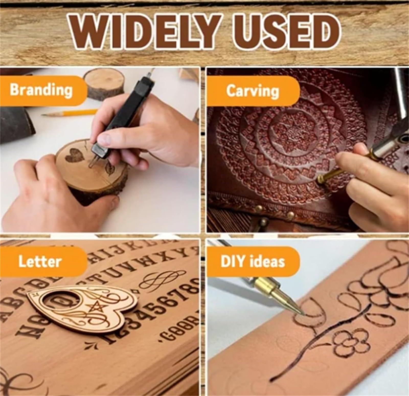 Molde De Cobre De 26 Letras, Juego De Tallado/Quema De Madera DIY, Juego De Quema De Madera/Cuero DIY, Herramientas De Bricolaje para Soldar Letras (Soldering Iron +26 Letters)