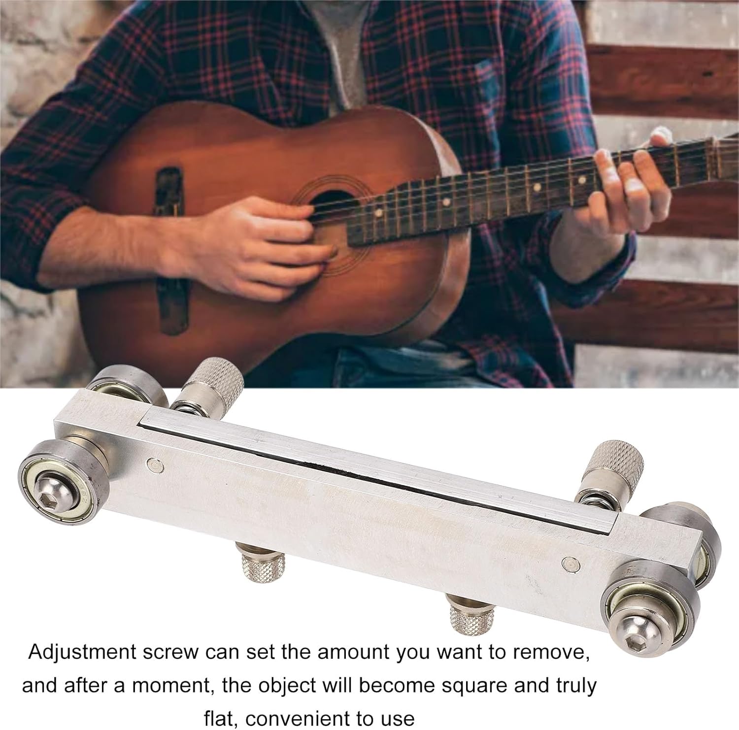 Adjustable Guitar Nut Bridge Sander, Metal Guitar Bridge Saddle Nut Sander with Fine Tuning Screw, Luthier Tool for Electric Acoustic Guitar Bass Precision Instruments Accessories