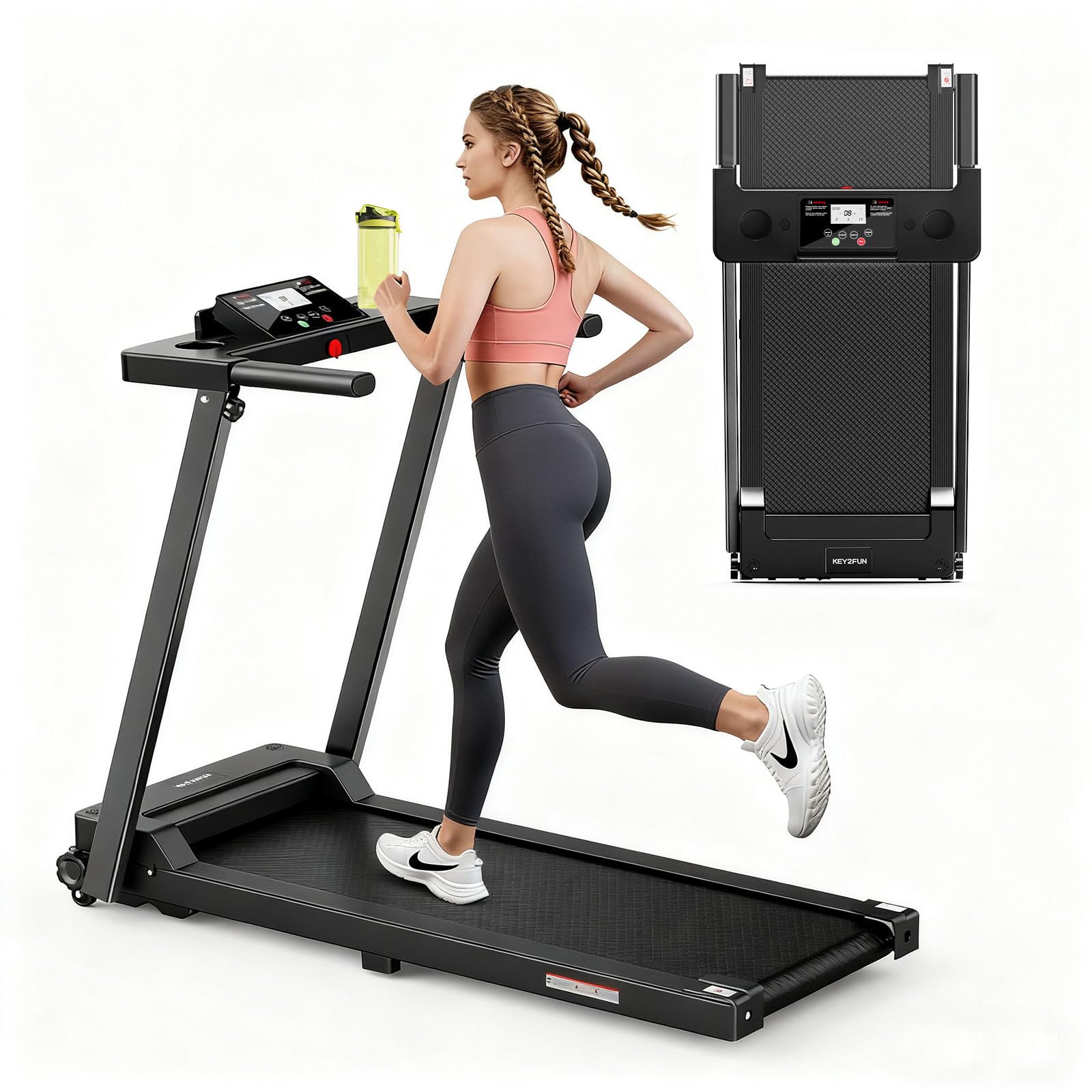 Treadmills for Home, Walking Pad with Handle Bar, Portable Foldable  Treadmill, Lightweight Folding Treadmill with 300 LBS Capacity, HP  Walking Pad