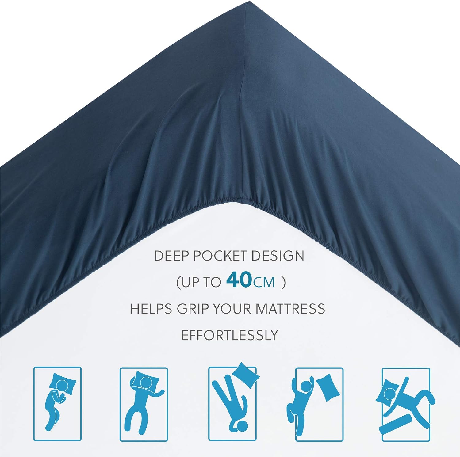 Bedsure Single Fitted Sheet Deep, Bed Sheets Extra Deep Pocket 16 Inches (40 cm) - Image 5