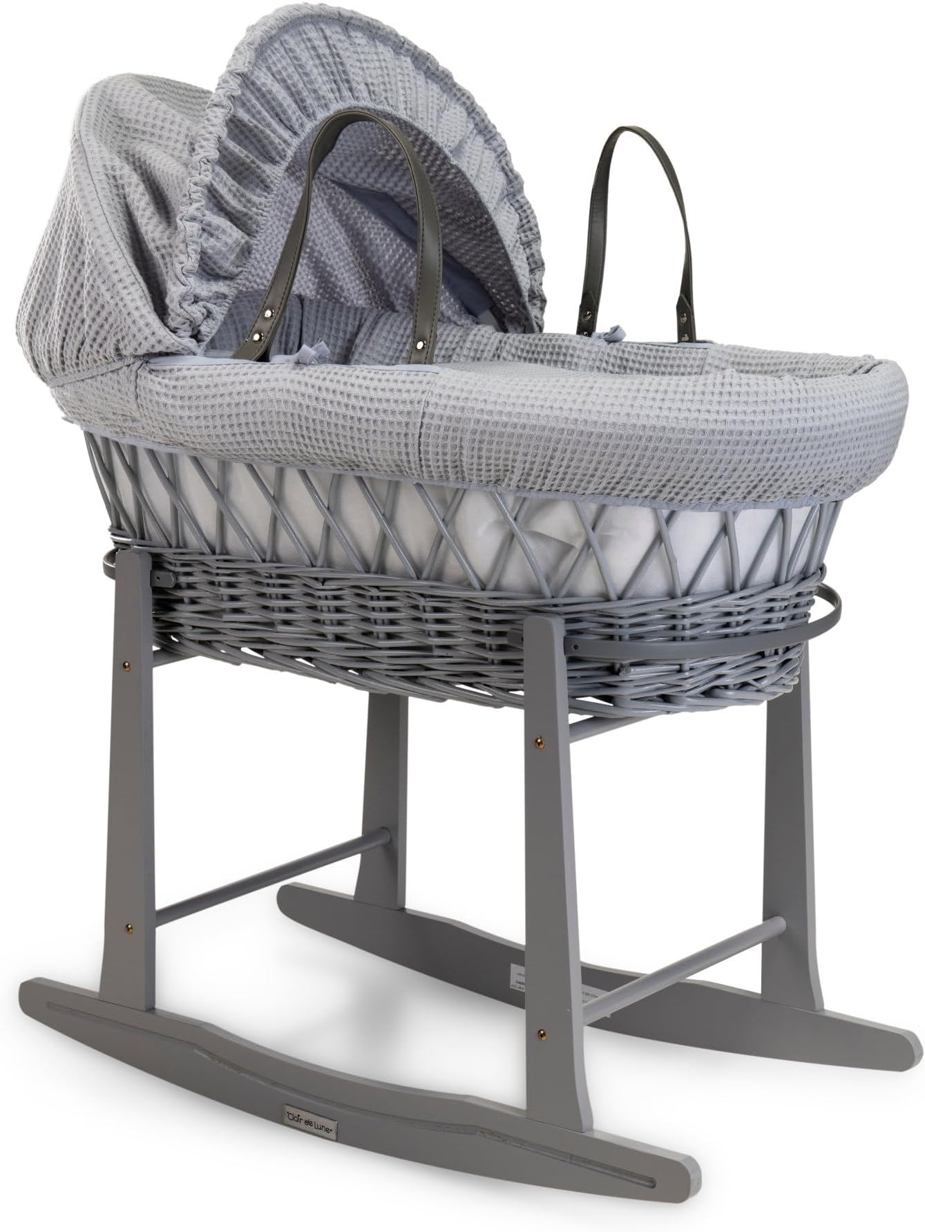 Clair de Lune Moses Basket and Stand, Grey, 68 x 30 cm