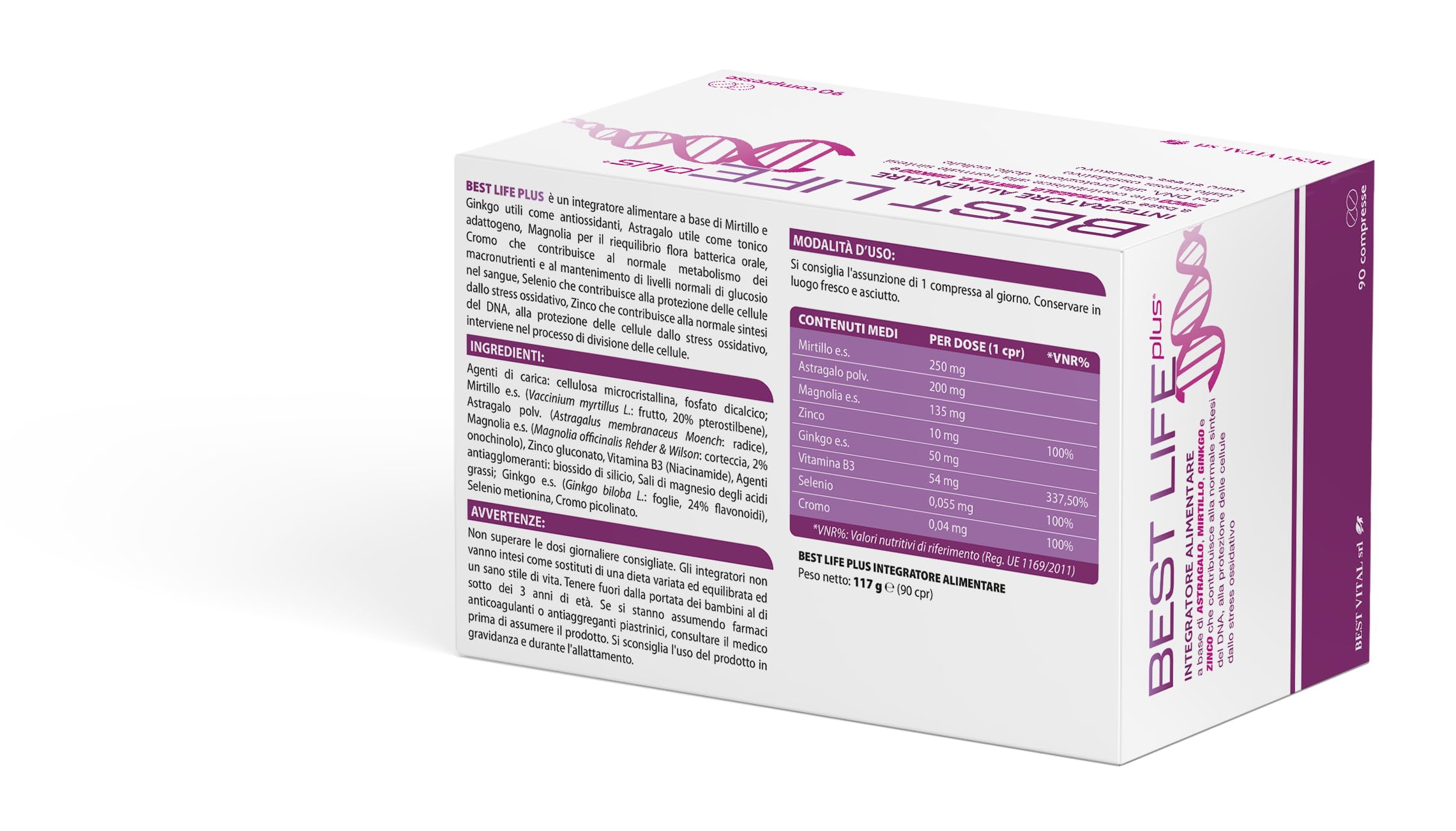 Best Life Plus Integratore Alimentare a base di ASTRAGALO, MIRTILLO, GINKGO e ZINCO, 90 Capsule. Confezione 3 mesi
