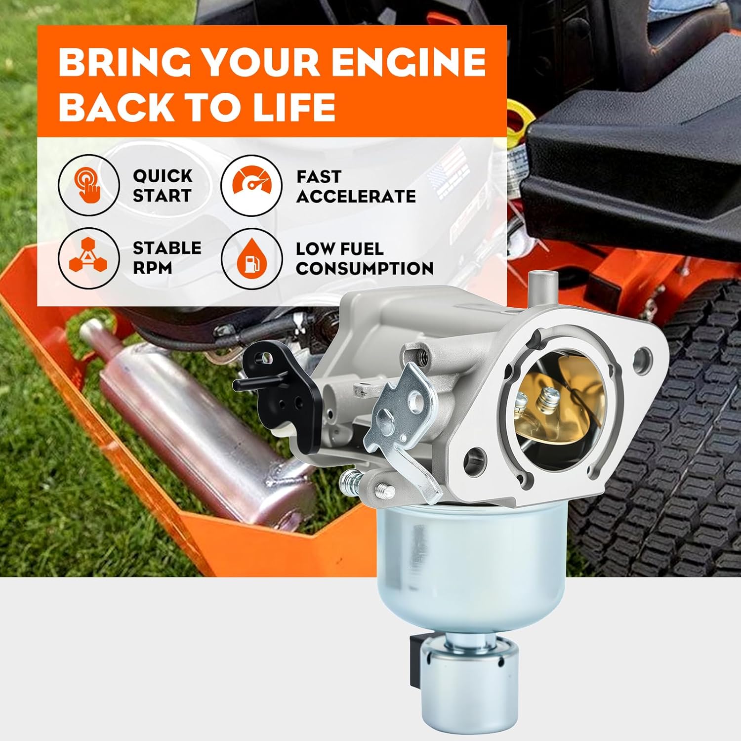 Hipa 16 853 21-S Carburetor for Kohler 7000 Series Kohler KT725 KT730 KT735 KT740 KT745 23HP 24HP 25HP 26HP Engine Lawn Tractor Replaces 1685321-S 32 853 61-S