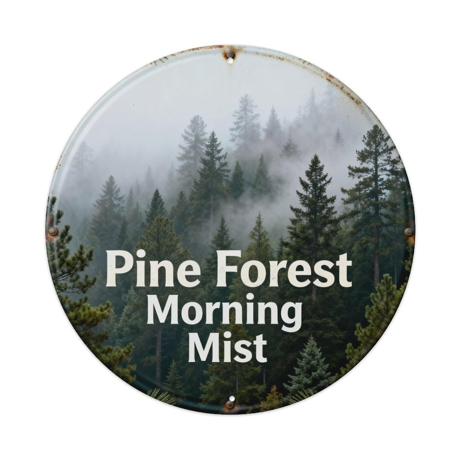 Pine Forest Morning Mist Metal Tin Sign Plaque