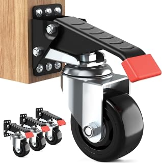 SPACEKEEPER Retractable Workbench Casters 920 lbs Heavy Duty 3" Wheels Side Mount 4 Pack for Benches Tables Machinery
