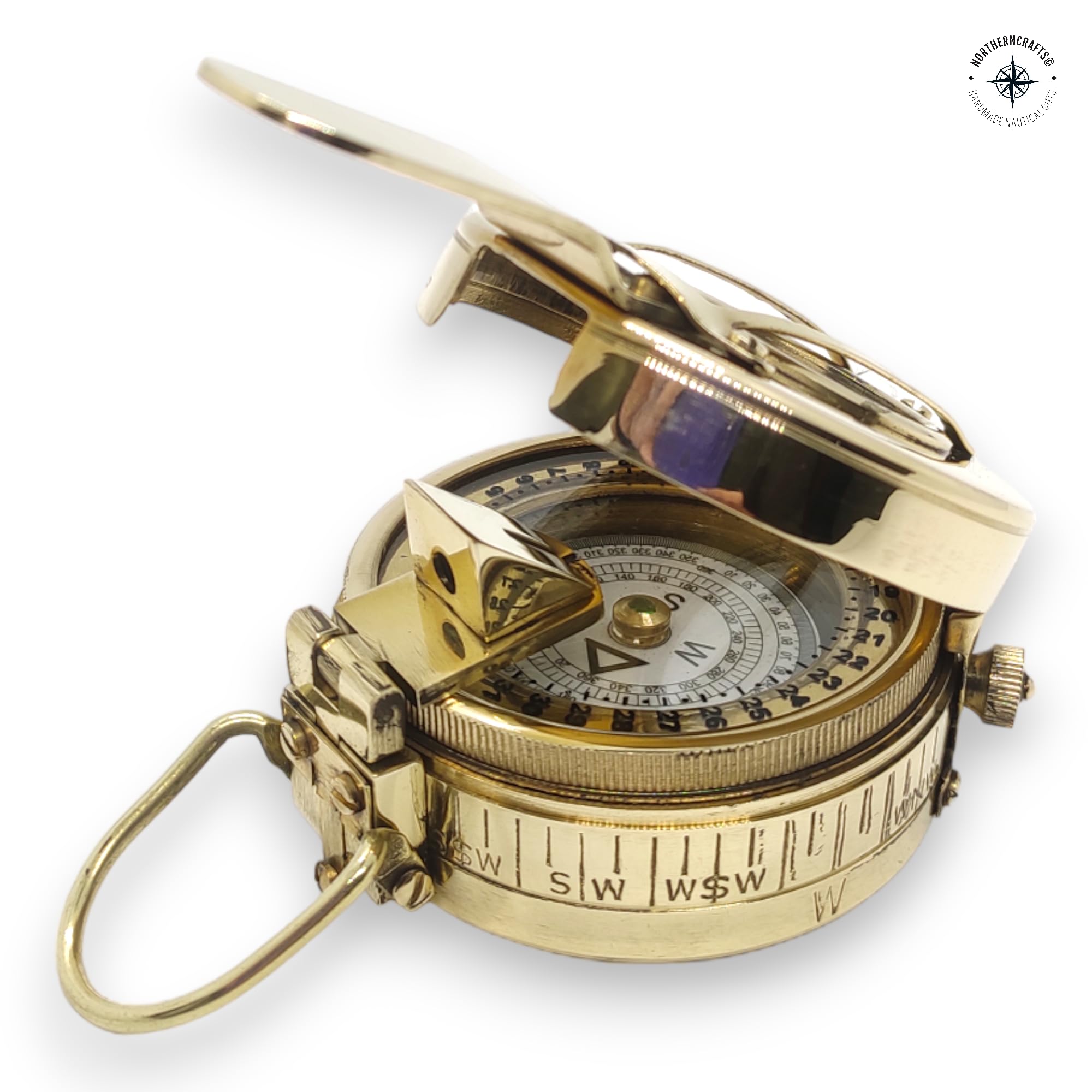 Solid Brass British Prismatic Engineer's WW2 Compass Replica