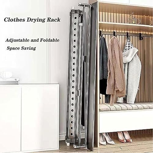 Miniatura 6 de Multi-Purpose Laundry Drying Rack Foldable, Stainless Steel Clothes Drying Stand with Adjustable Rods, Ideal for Indoor Outdoor Use (Silver