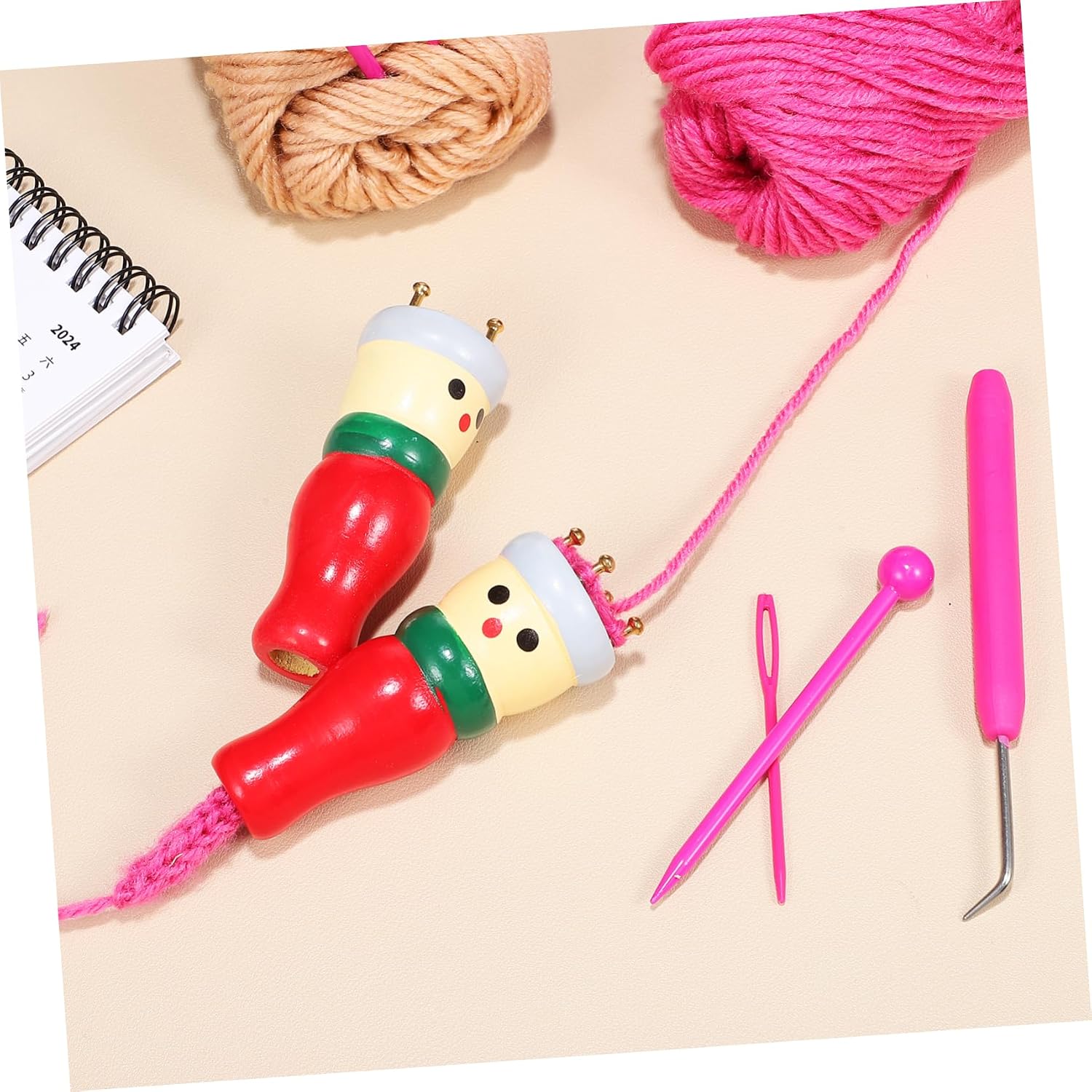 ORFOFE Beginner Knitting Kit French Knit Doll Set Craft Starter Knitting Loom DIY Toy Random Color