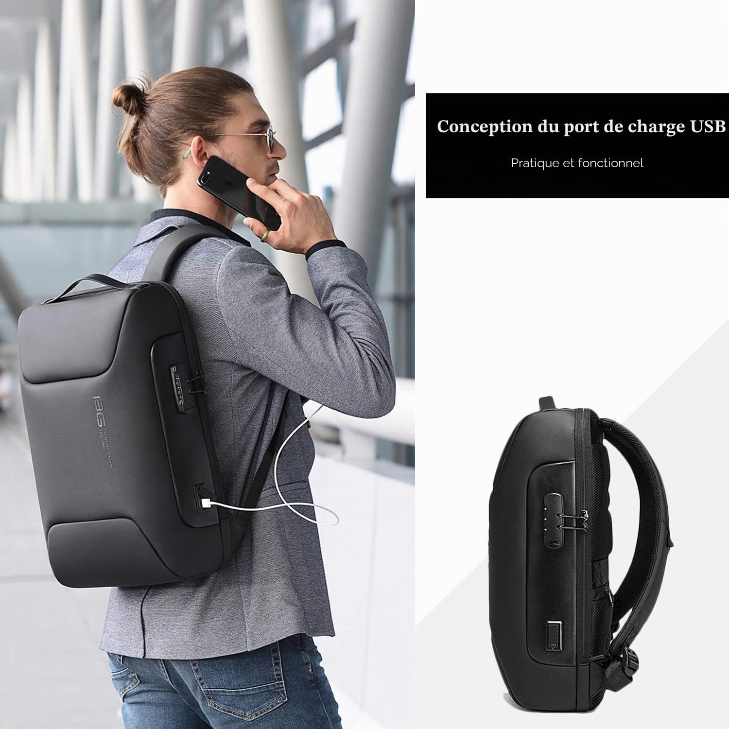FANDARE 2026 Nouveau Grand Sac à Dos pour Ordinateur Portable avec Port de Charge USB - Étanche - pour Homme et Femme - Convient pour Ordinateur Portable de 15,6", Bleu, L