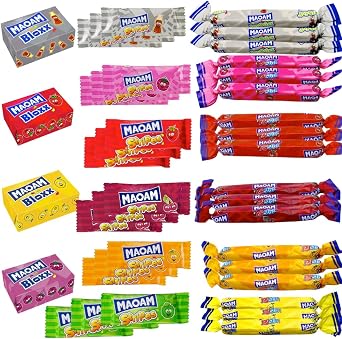 Maoam Sweets | 40 Piece Letterbox Sweets Gift Box | Maoam Stixx, Bloxx & Stripes Chewy Fruity Sweet Selection | Ideal for Birthdays, Thank You Gifts & Treat Boxes