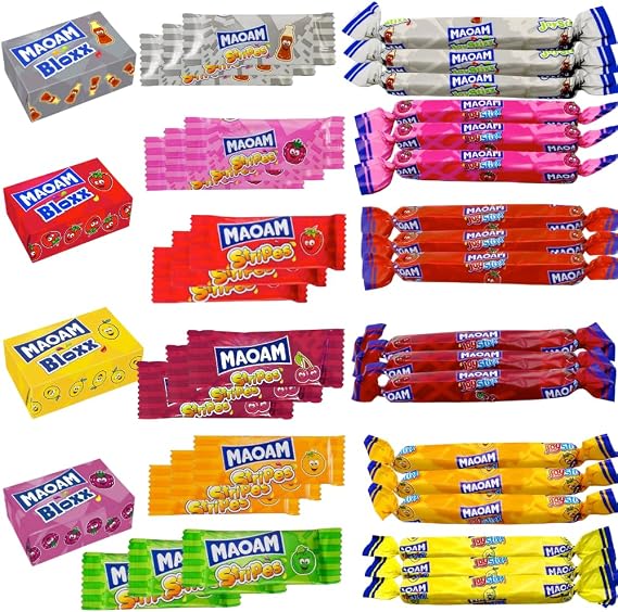 Maoam Sweets | 40 Piece Letterbox Sweets Gift Box | Maoam Stixx, Bloxx & Stripes Chewy Fruity Sweet Selection | Ideal for Birthdays, Thank You Gifts & Treat Boxes