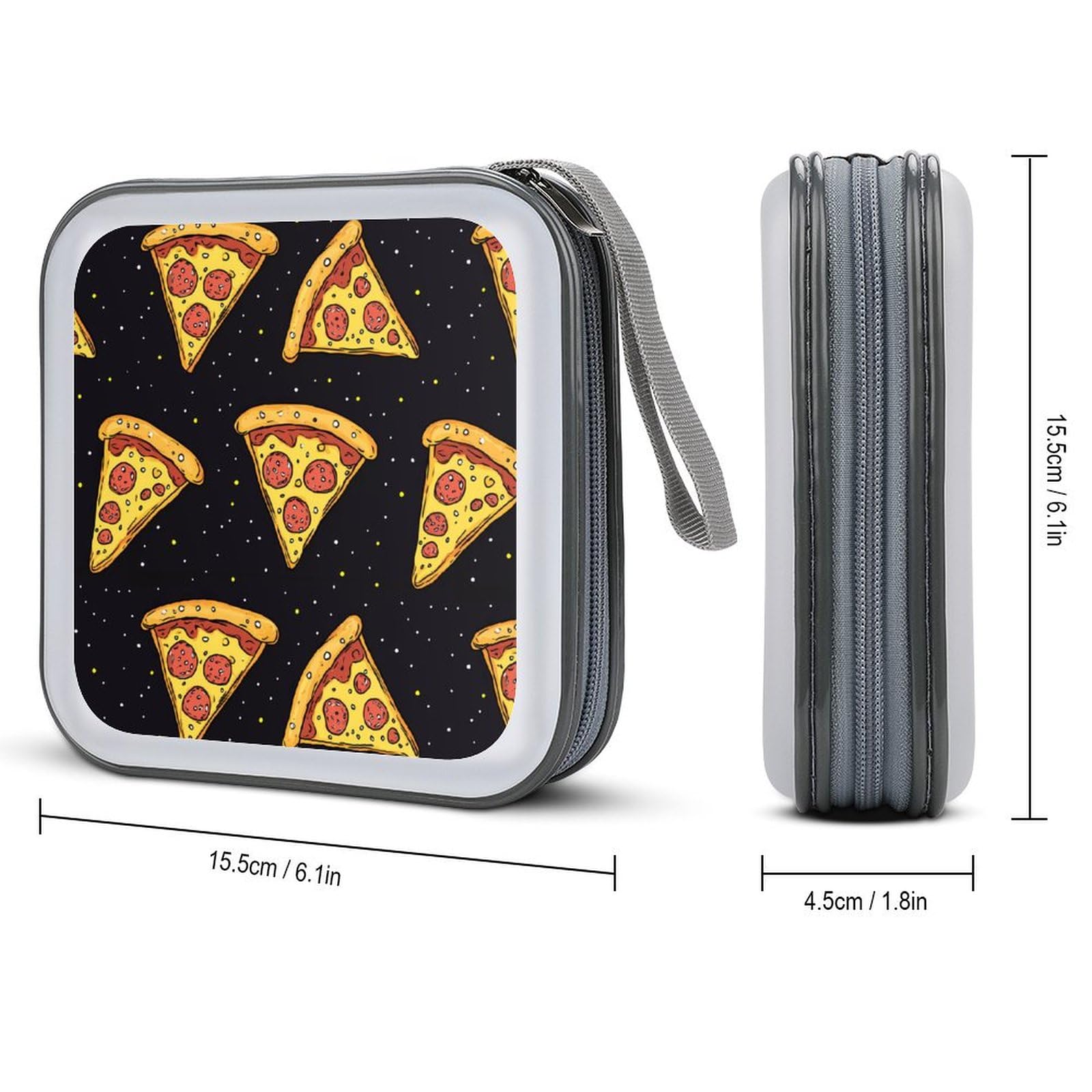 Pizza Food Print CD Case Portable DVD Holder Storage Organizer for Home Travel