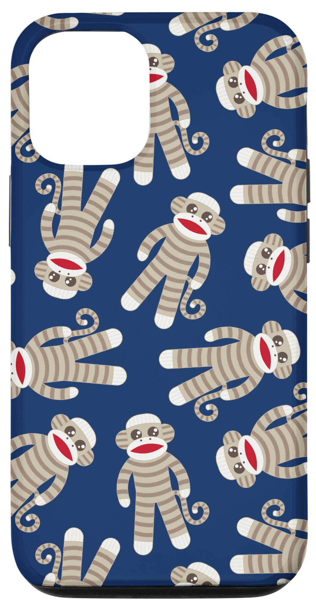 iPhone 12/12 Pro Sock Monkeys Cute Animals Monkey Lover Pattern Classic Blue Case