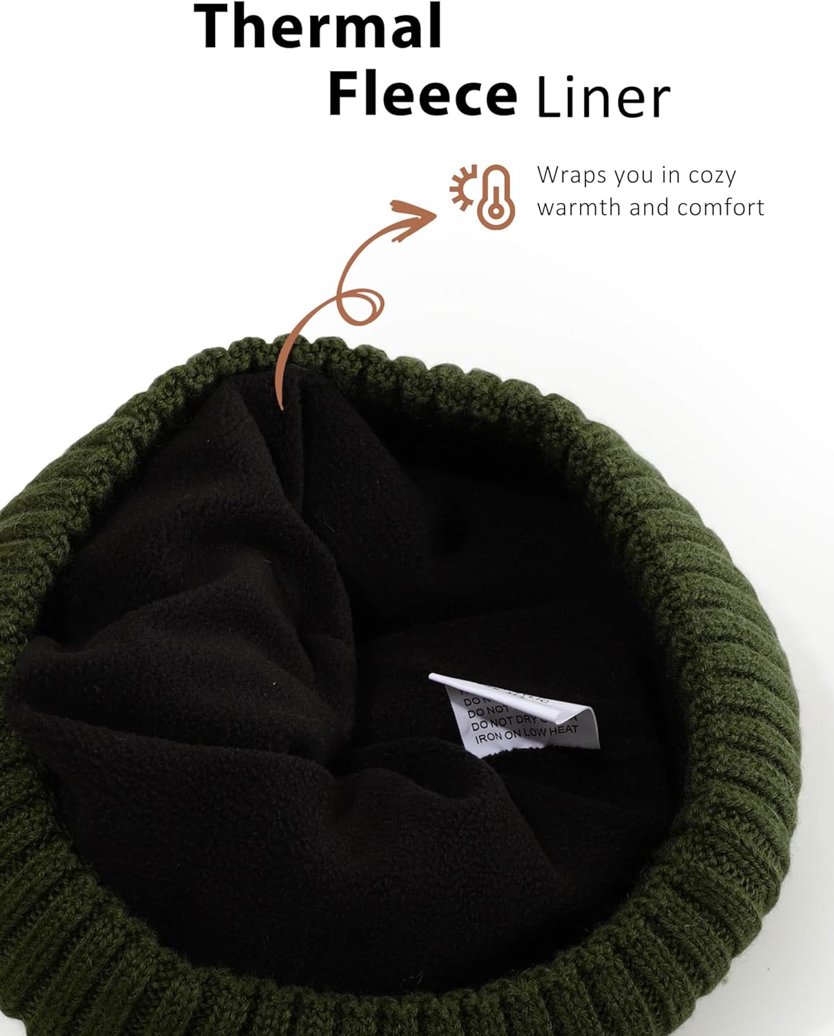 M/L/XL/XXL Wool Beanie for Men and Women, Fleece Lined Oversized Winter Knit Hat, Large Warm Wool Cuffed Cap for Big Head - Image 4