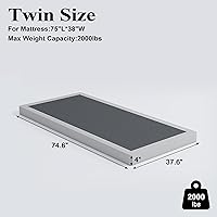 Vista 2 de 4 Inch Box Spring for Twin Bed,Twin Size Box Spring Only,Heavy Duty Mattress Foundation,Metal Bed Base,Non-Slip,Easy Assembly