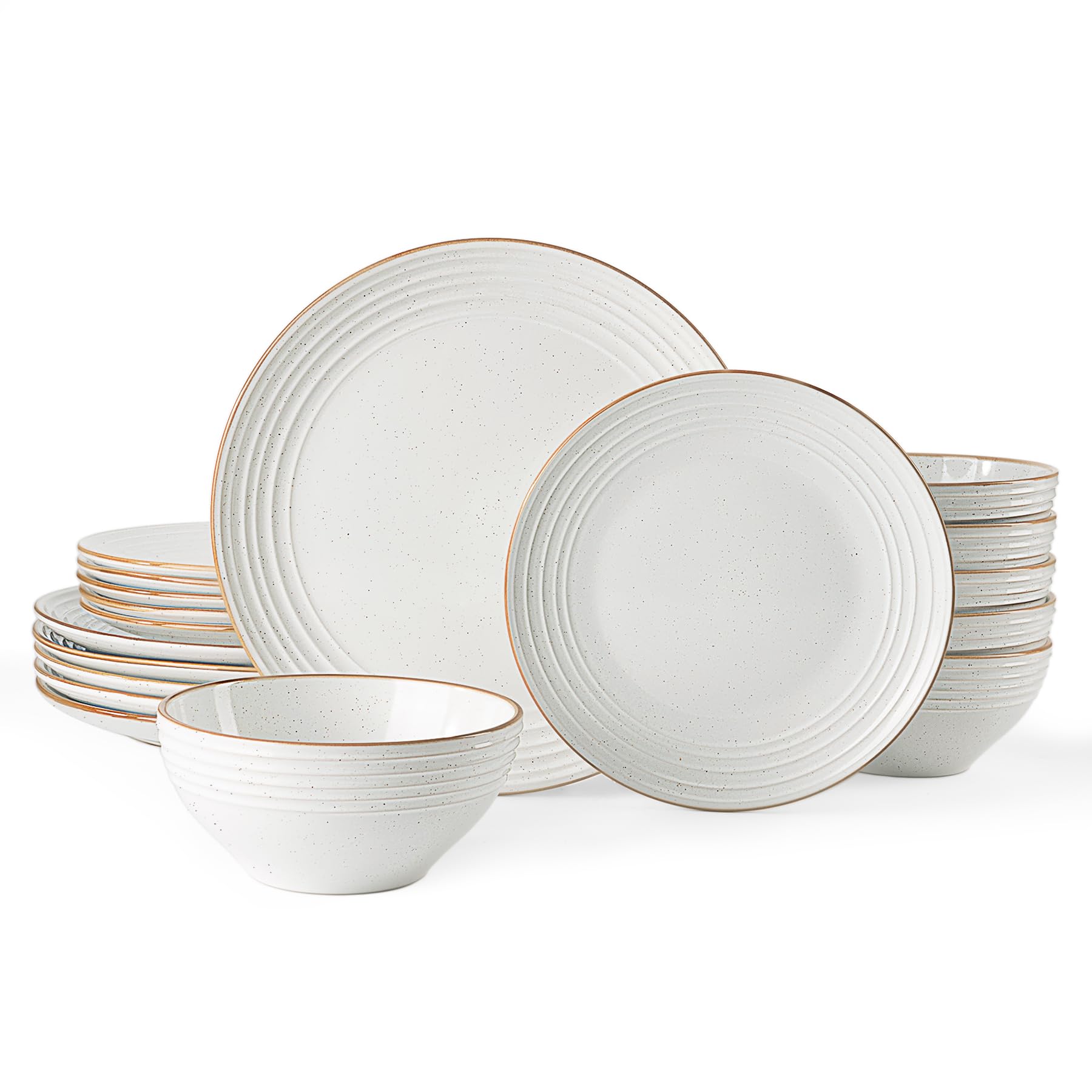 Famiware Jupiter Stoneware Dinnerware Sets, 18-Piece Speckled Dishes for 6 | Ceramic Plat…