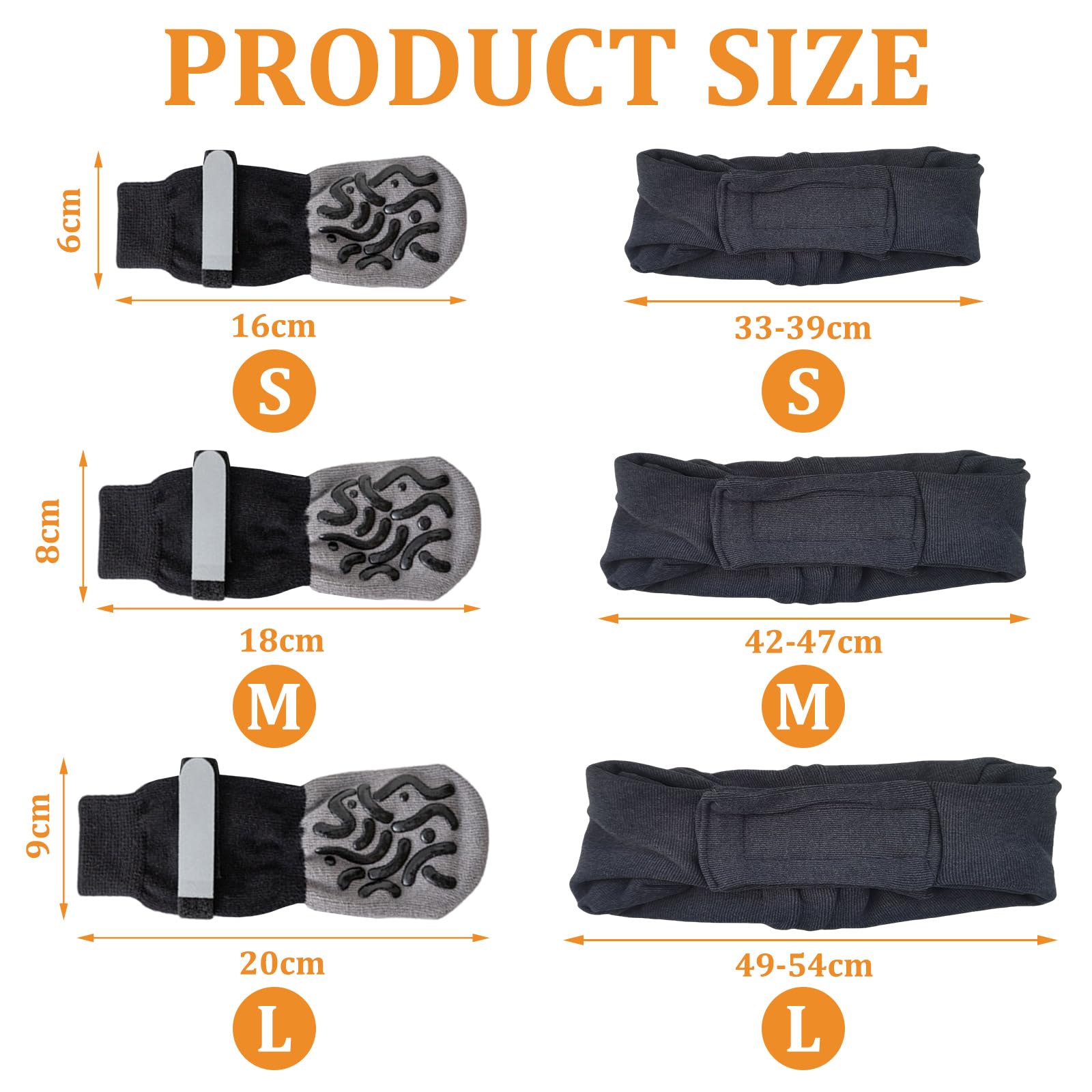 2Pairs Anti Slip Dog Socks and a Ear Muffs,Dog Paw Protectors Stop Licking,Pet Snood Ear Protectors for Anxiety Relief and Calming,Adjustable Boots Shoes with Grips for Senior (M) - Image 2