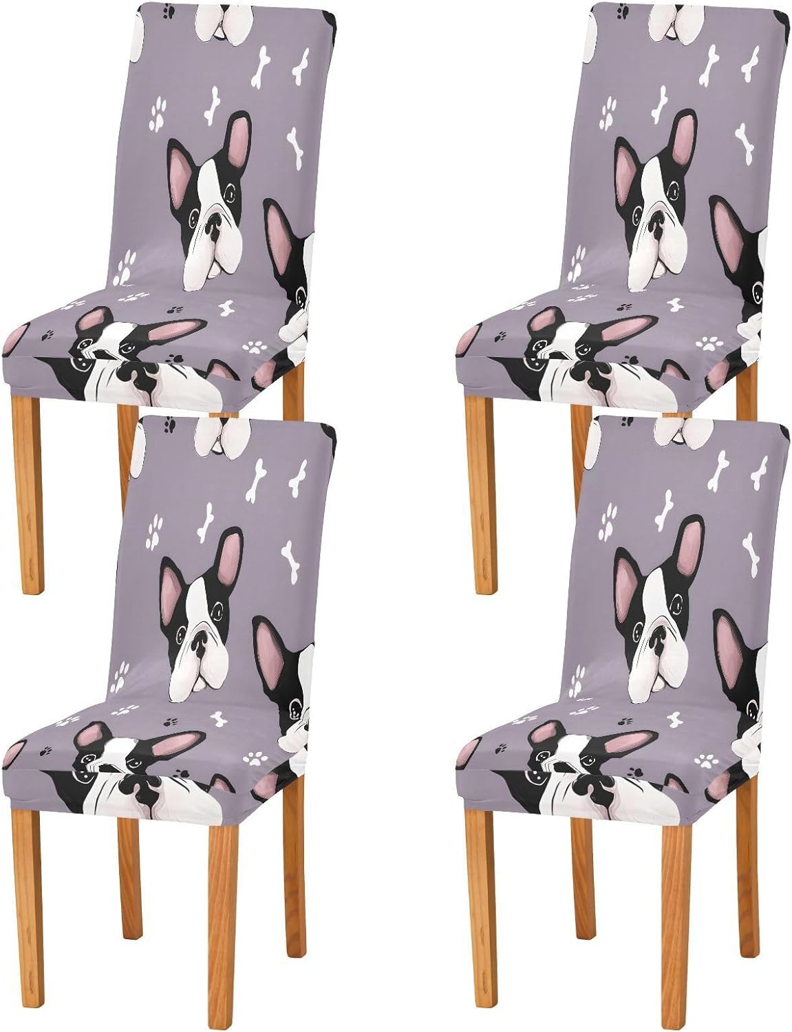ALAZA Chair Covers for Dining Room, Dog Footprint Pattern Stretch Chair Cover Sets Chair Protector Removable Washable for Ktichen Restaurant Hotel
