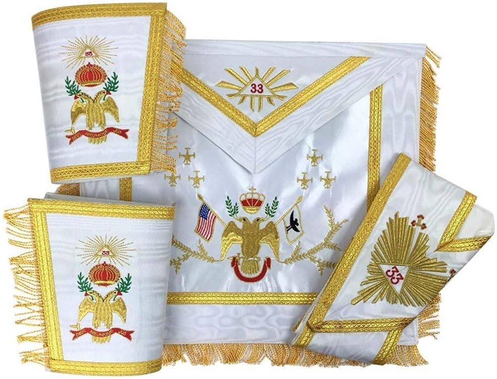 Rose Croix 33rd Degree Masonic Silk Apron and Collar Set – All Countries Flags