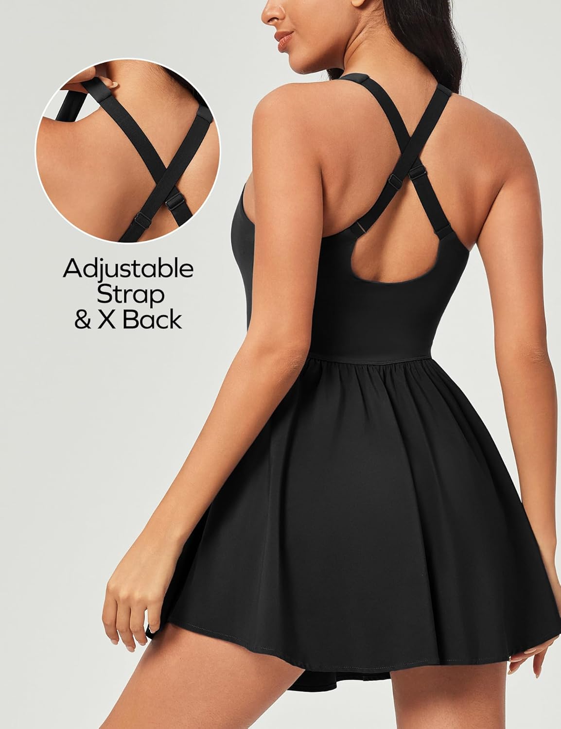 Ewedoos Tennis Dresses for Women with Shorts Underneath Easy Peezy Athletic Dress Workout Square Neck Golf Active Dress - Image 3