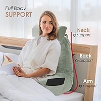 Vista 48 de Nestl Reading Pillow with Portable Laptop Lap Desk - Shredded Memory Foam Back Support Pillow for Sitting Up in Bed and Couch Rest Pillows with Navy