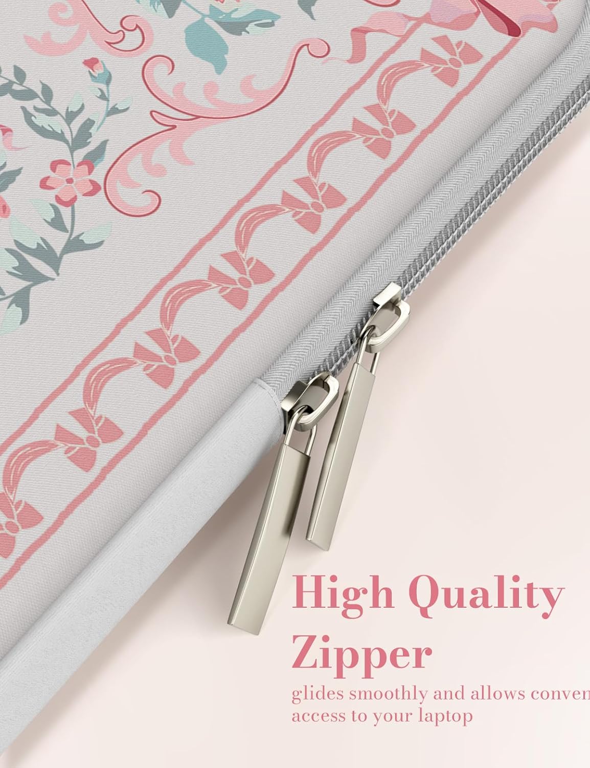 iCasso Laptop Sleeve 13 inch for MacBook Air 13-13.6 inch,Cute Laptop case for MacBook Pro 13 inch 14 inch, Slim Protective Travel Carrying Case Sleeve for 14 inch Chromebook, HP, Retro Bow Pink - Image 6