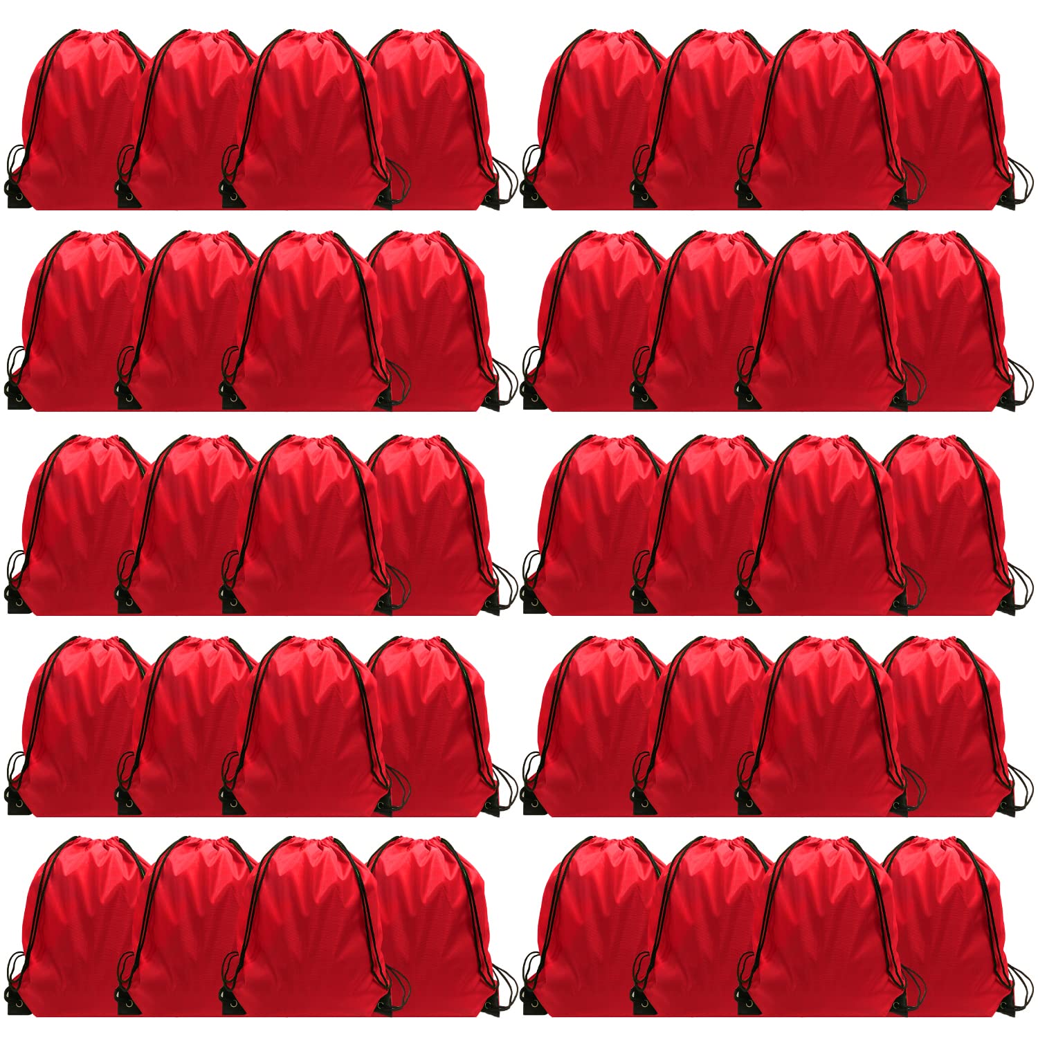 GoodtoU Drawstring Bags Bulk, 40 Pcs Draw String Bags Cinch Bag Drawstring Gym Bag Sackpack Backpack for Women Men, Red