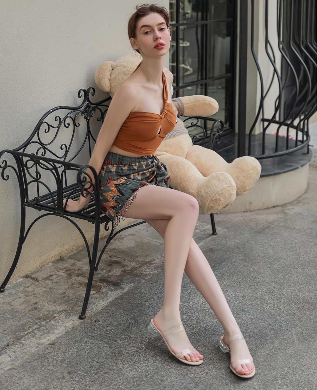 Ankis Women Black White Nude Clear Heels Sandals - 1 Inch Heels for Women Low Chunky Block Heels Comfortable Two Strap Open Toe Flat Sandals Shoe for Dressy Wedding Summer - Image 5